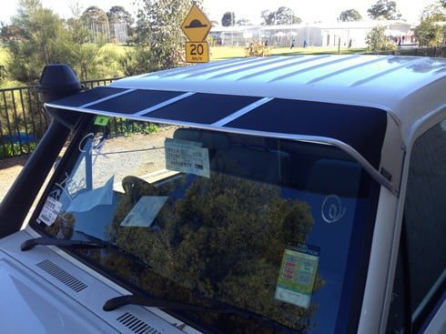 Toyota LandCruiser 70-79 Series (fitted with factory snorkel) All Black Mesh Windscreen Sunvisor - Image 5